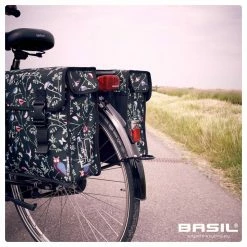 BASIL Sacoches Wanderlust Noir/Fleurs 35 L -Vélos Urbains/Loisirs Soldes basil wanderlust double bicycle bag 35 liter black 2