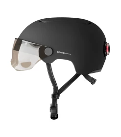 Cosmo Connected Casque Visière + Lumière Cosmo Fusion Pure -Vélos Urbains/Loisirs Soldes casque avec visiere lumiere integree cosmo fusion pure noir