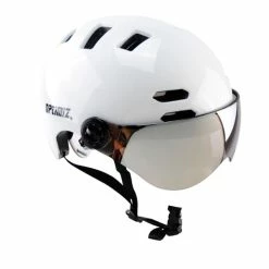 Casque Vélo Urbain à Visière (écran Fumé) 0380 Optimiz -Vélos Urbains/Loisirs Soldes casque velo lunettes integrees blanc optimiz