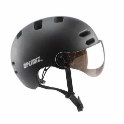 Casque Vélo Urbain à Visière (écran Fumé) 0380 Optimiz -Vélos Urbains/Loisirs Soldes casque velo urbain a visiere pas cher noir brilliant optimiz