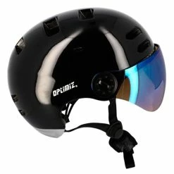 Casque Visière Clignotant Et Bluetooth Optimiz 390 -Vélos Urbains/Loisirs Soldes casque velo visiere tendance noir brillant optimiz