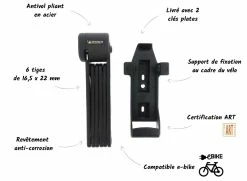 Antivol Pliant Vélo à Clés Michelin -Vélos Urbains/Loisirs Soldes fonctionnement antivol pliant velo michelin