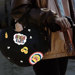 Rainette Autocollants Déco Casque Vélo Enfant - Super Miaou -Vélos Urbains/Loisirs Soldes stickers personnalisation casque velo enfant chat rainette